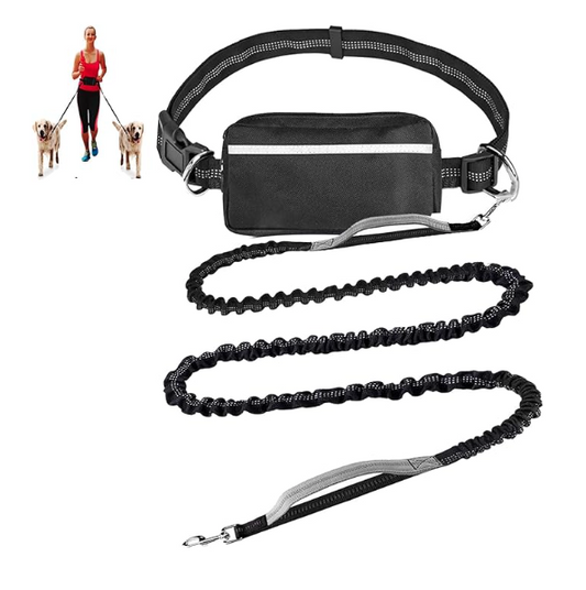 FreeStrideโข Hands-Free Dog Leash โ Waist Belt + Zipper Pouch for Walks & Runs