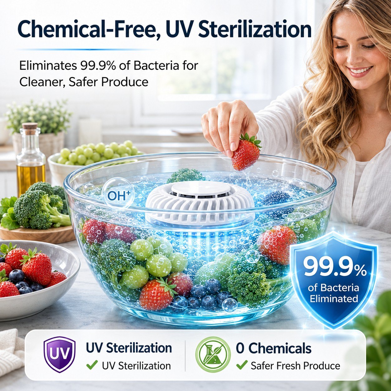 🥬 Fruit & Vegetable Washer – Removes Pesticides & Bacteria, No Chemicals Needed
