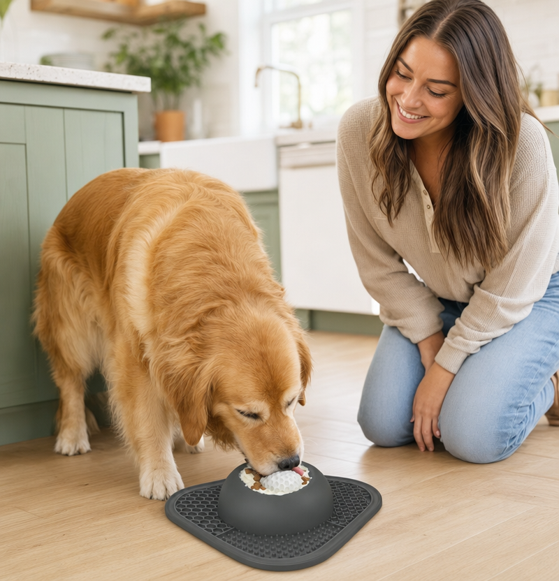 SlowFeast™ Ball-In Slow Feeder Lick Bowl – Stops Gulping in Seconds